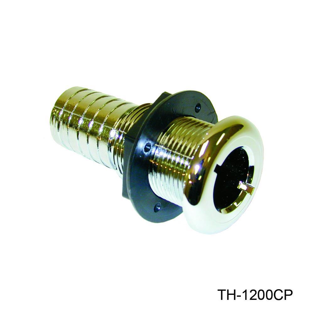 TH Marine Gear 1-1/8” Hose - Chrome Plated (TH-1200CP-DP) 1-1/8 inch Straight Thru-Hull Fittings