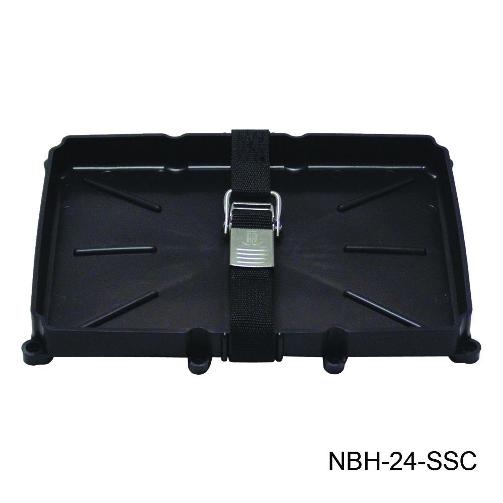 TH Marine Gear 24 Series Battery Tray w/ Stainless Steel Buckled Strap Battery Holder Tray with Stainless Buckle