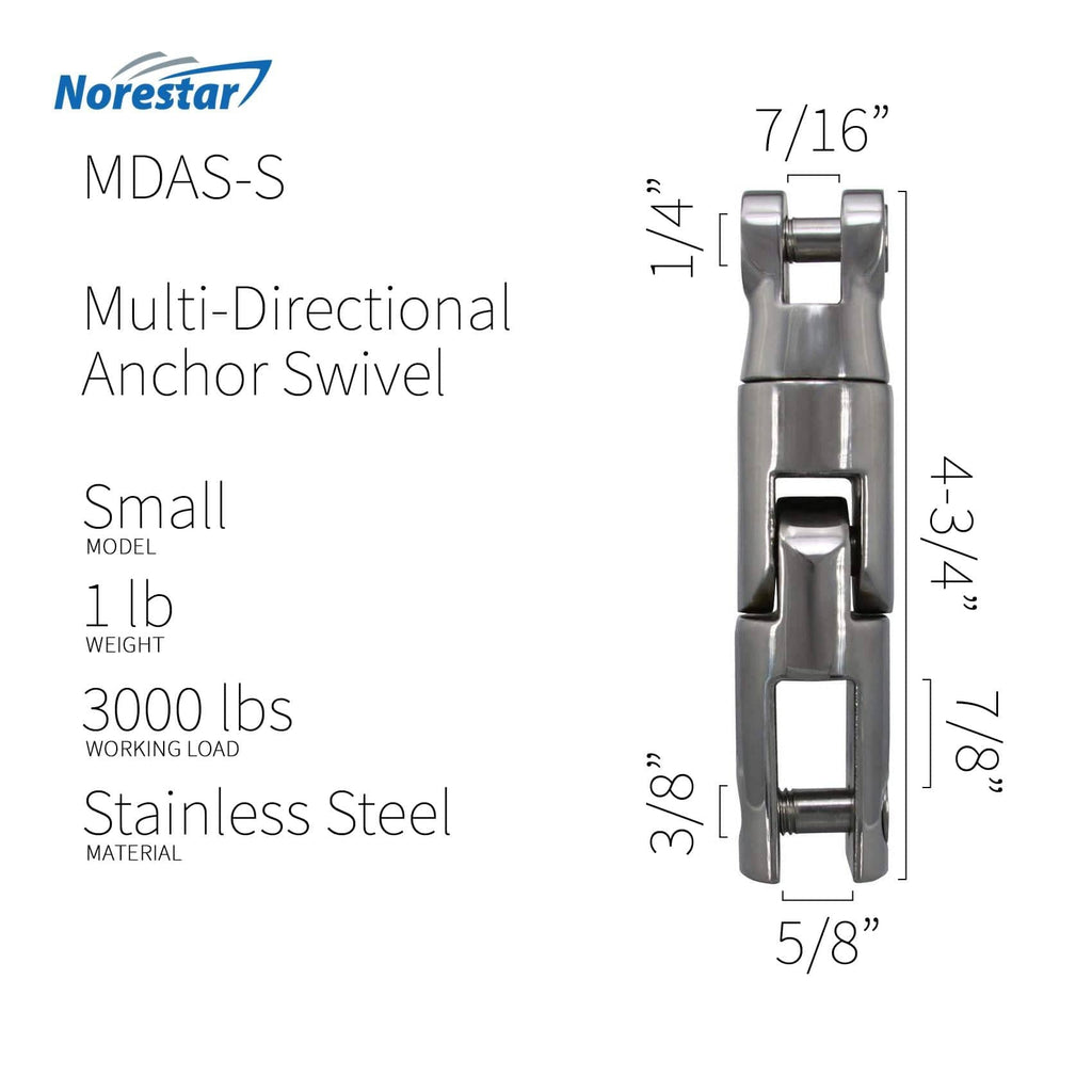 Norestar Anchor Accessories Stainless Steel Multidirectional Anchor Swivel