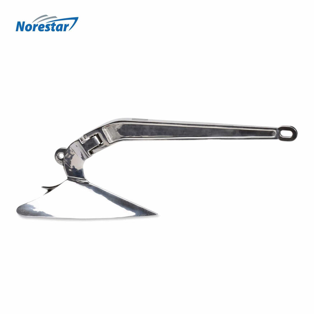 Norestar Anchors 26 lbs Stainless Steel Hinged Plow/CQR Boat Anchor