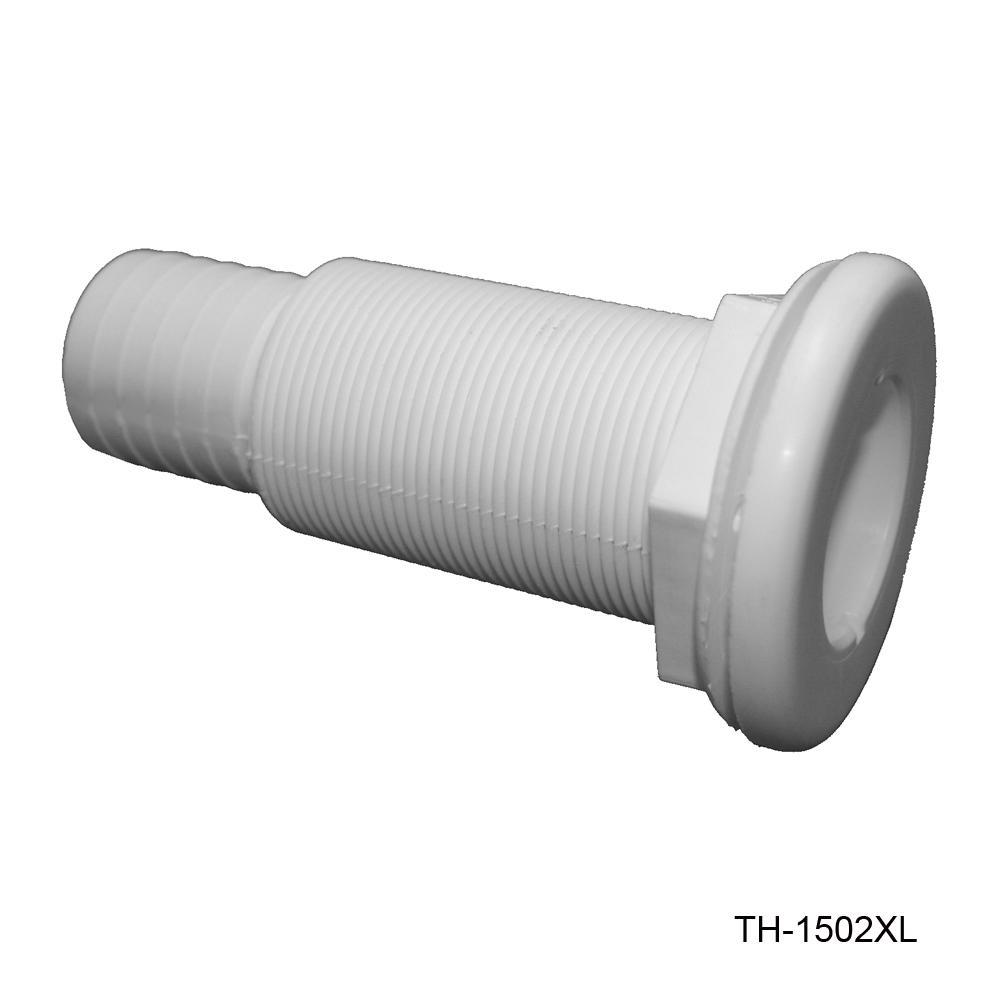 TH Marine Gear Extended- White (TH-1502XL-DP) 1-1/2 inch Straight Thru-Hull Fittings