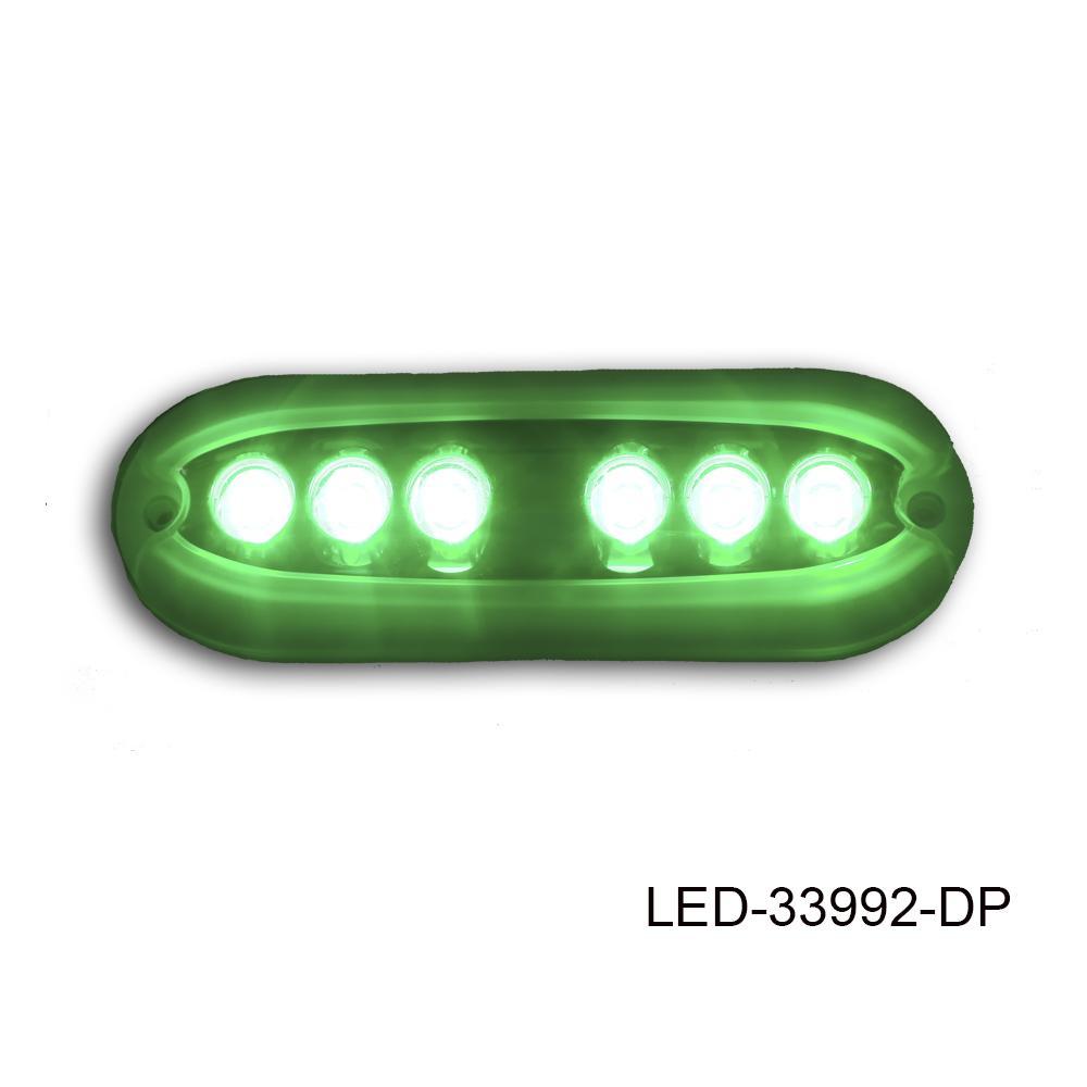 TH Marine Gear Green (LED-33992-DP) 6-LED Underwater Light, Fully Encapsulated, Oblong