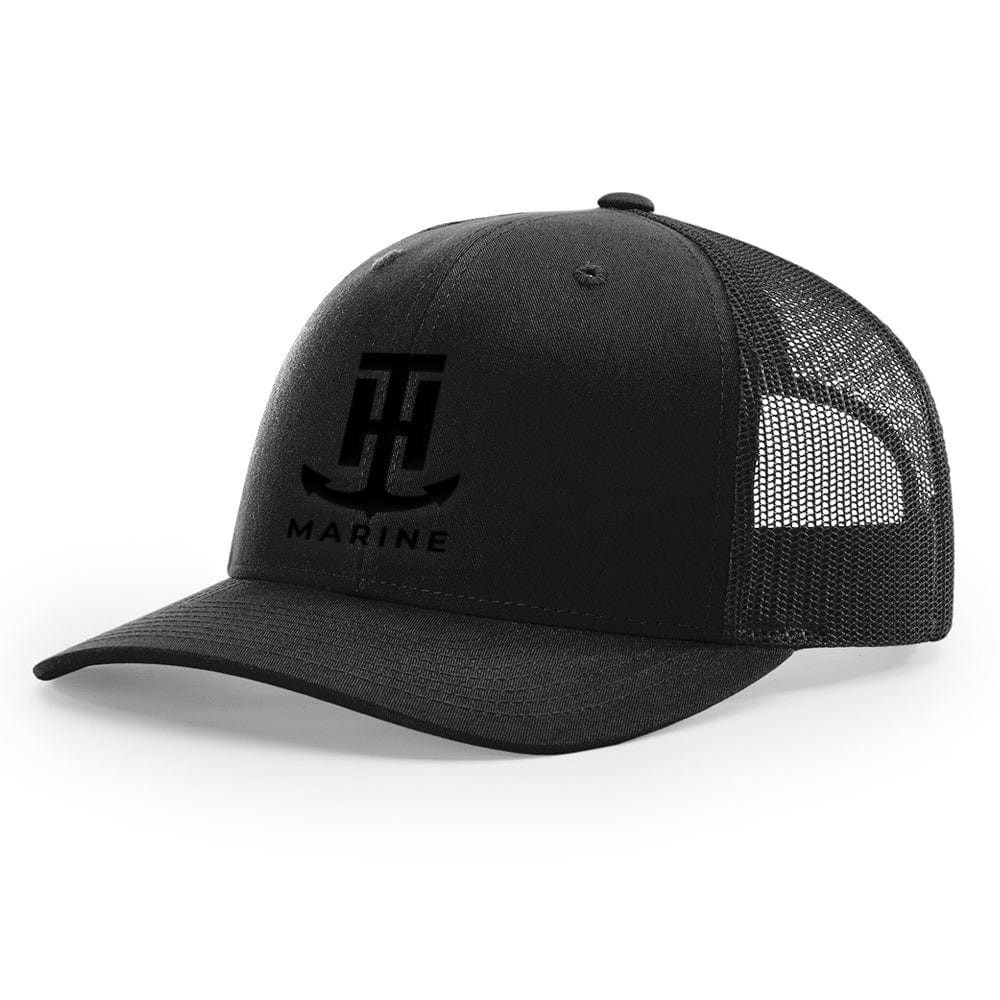 T-H Marine Snapback Hat Black and Black Logo Snapback