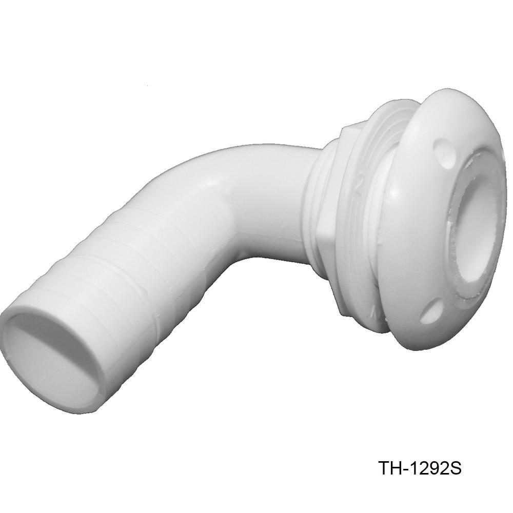 TH Marine Gear With Spanner Head Nut- White (TH-1292S-DP) 1-1/8 inch 90 degree Thru-Hull Fittings