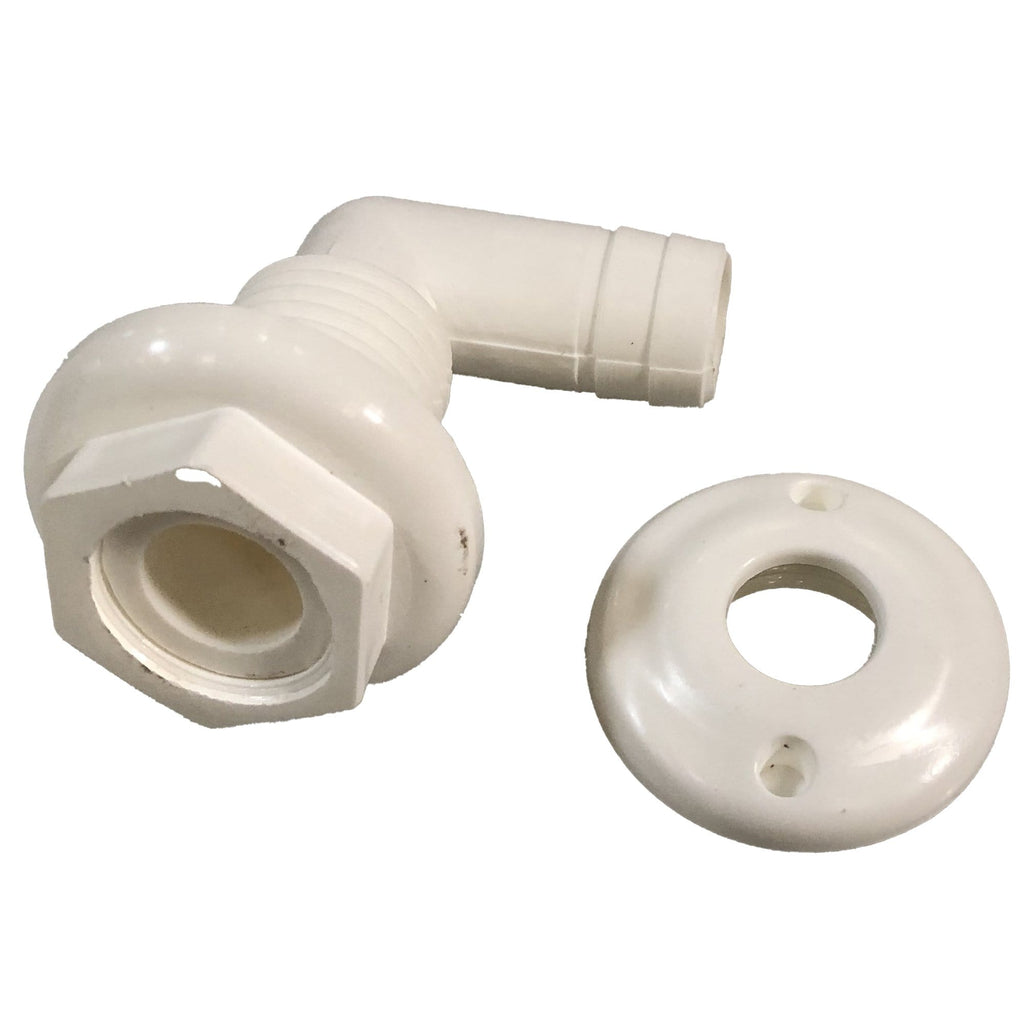 TH Marine Gear With Spanner Nut – White (TH-7592S-DP) 3/4 inch 90 degree Thru-Hull Fittings