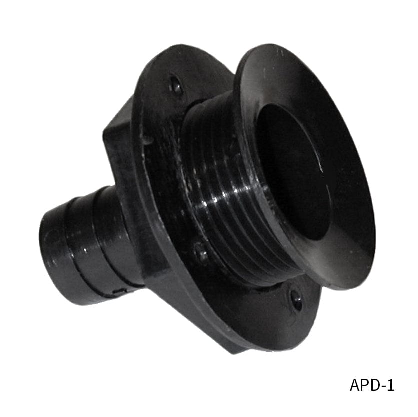 T-H Marine 3/4", Straight Concave Head Black (APD-1-DP) All Purpose Drains / Hatch Drains