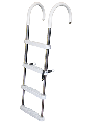 JIF Marine 3-STEP SS TELESCOPE PONTOON LADDER WHITE