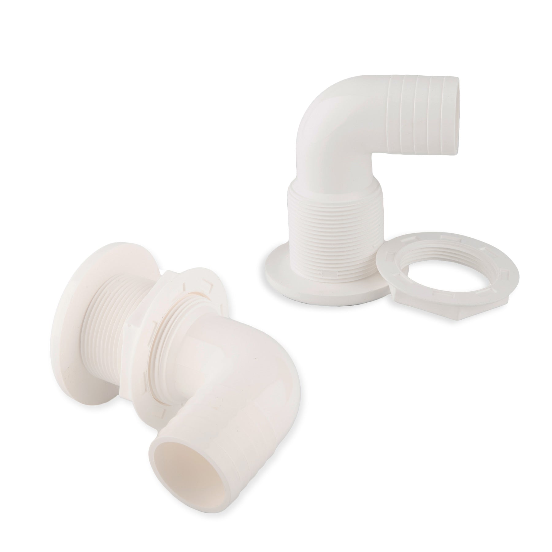 1-1/2" Stainless Steel 90 Degree Thru-Hull Fitting With Cover - For Boat Plumbing & Drains