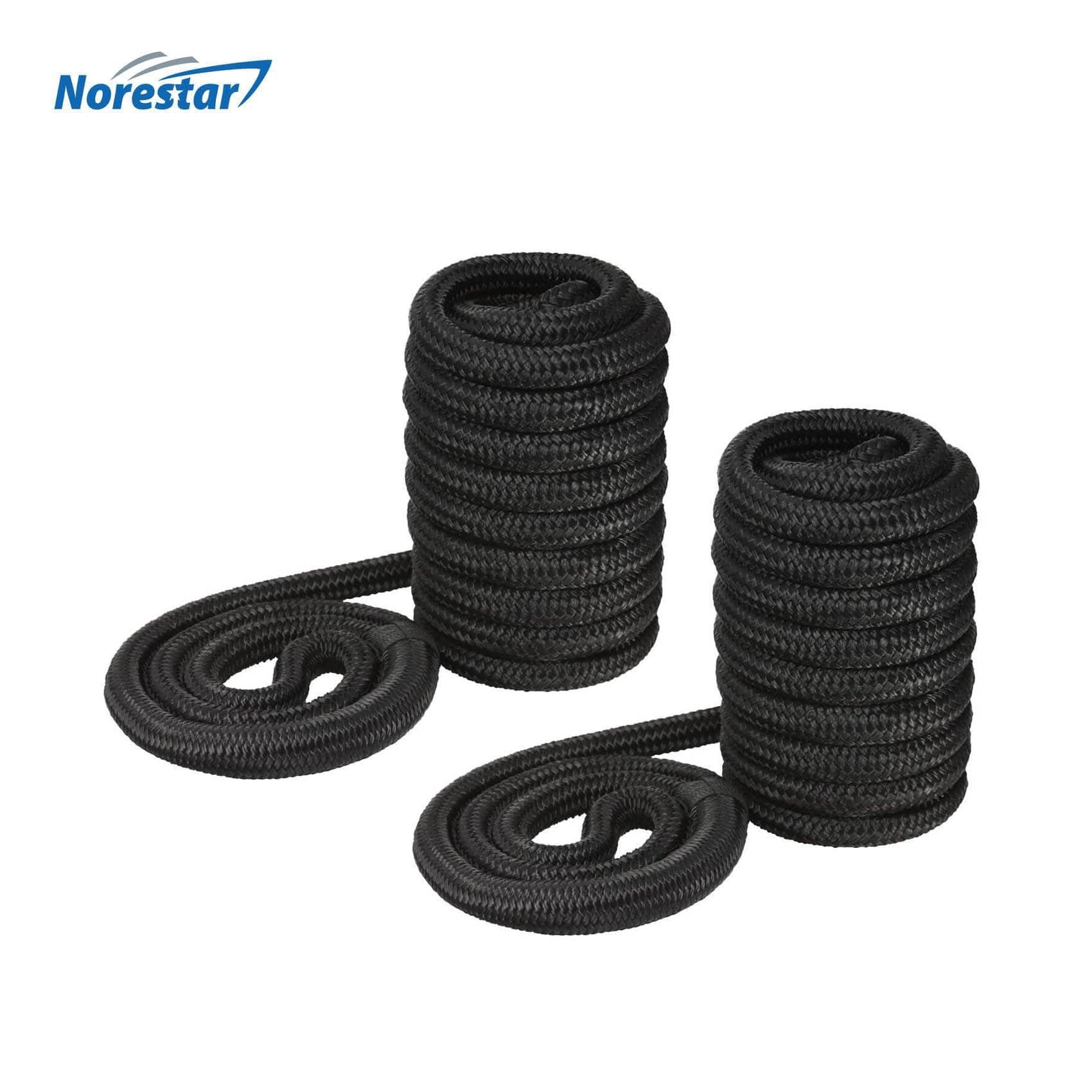 Set of Two Double-Braided Nylon Mooring and Docking Lines, Black