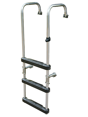 JIF Marine Foldable 3-Step Transom Ladder - Extended Hand Rails