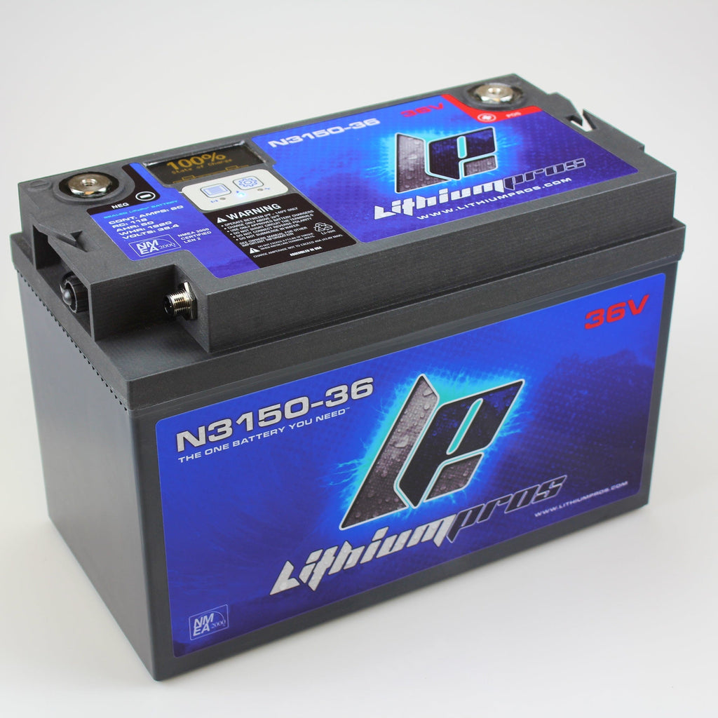 Lithium Pros LP Powerpack, 38.4V/50 Ah with NMEA and display (Trolling/Deep cycle, Grp 31)
