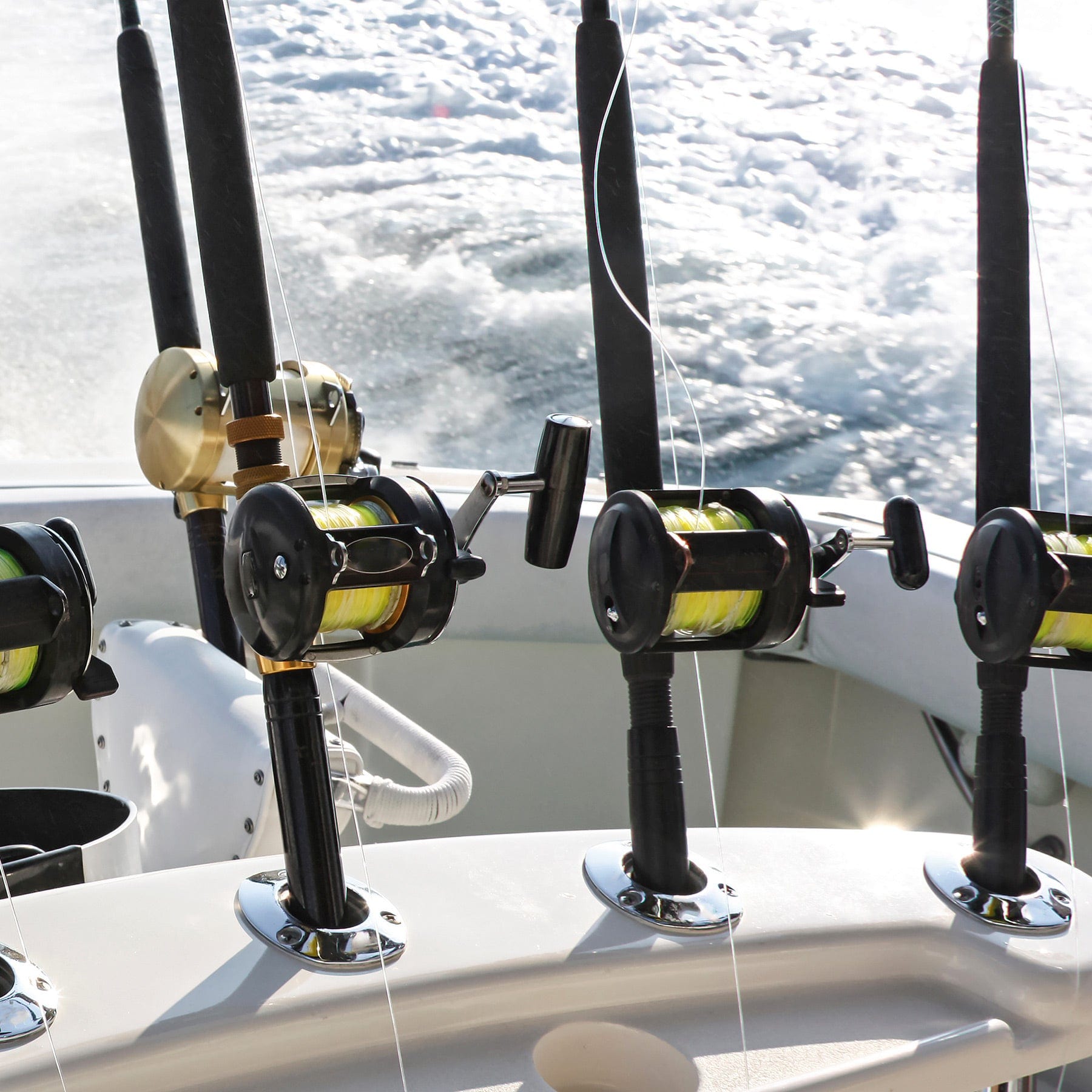 Two Flush Mounted Stainless Steel Fishing Rod Holders T-H Marine Supplies Two Flush Mounted Stainless Steel Fishing Rod Holders T-H Marine Supplies