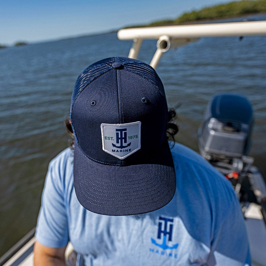 T-H Marine Snapback Hat Navy and White Logo Patch Snapback