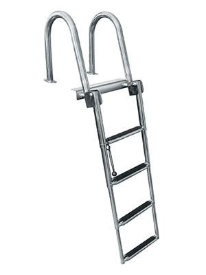 JIF Marine Stainless Steel Premium Rear-Entry Pontoon Ladder