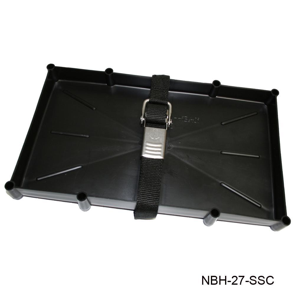 TH Marine Gear 27 Series Battery Tray w/ Stainless Steel Buckled Strap Battery Holder Tray with Stainless Buckle