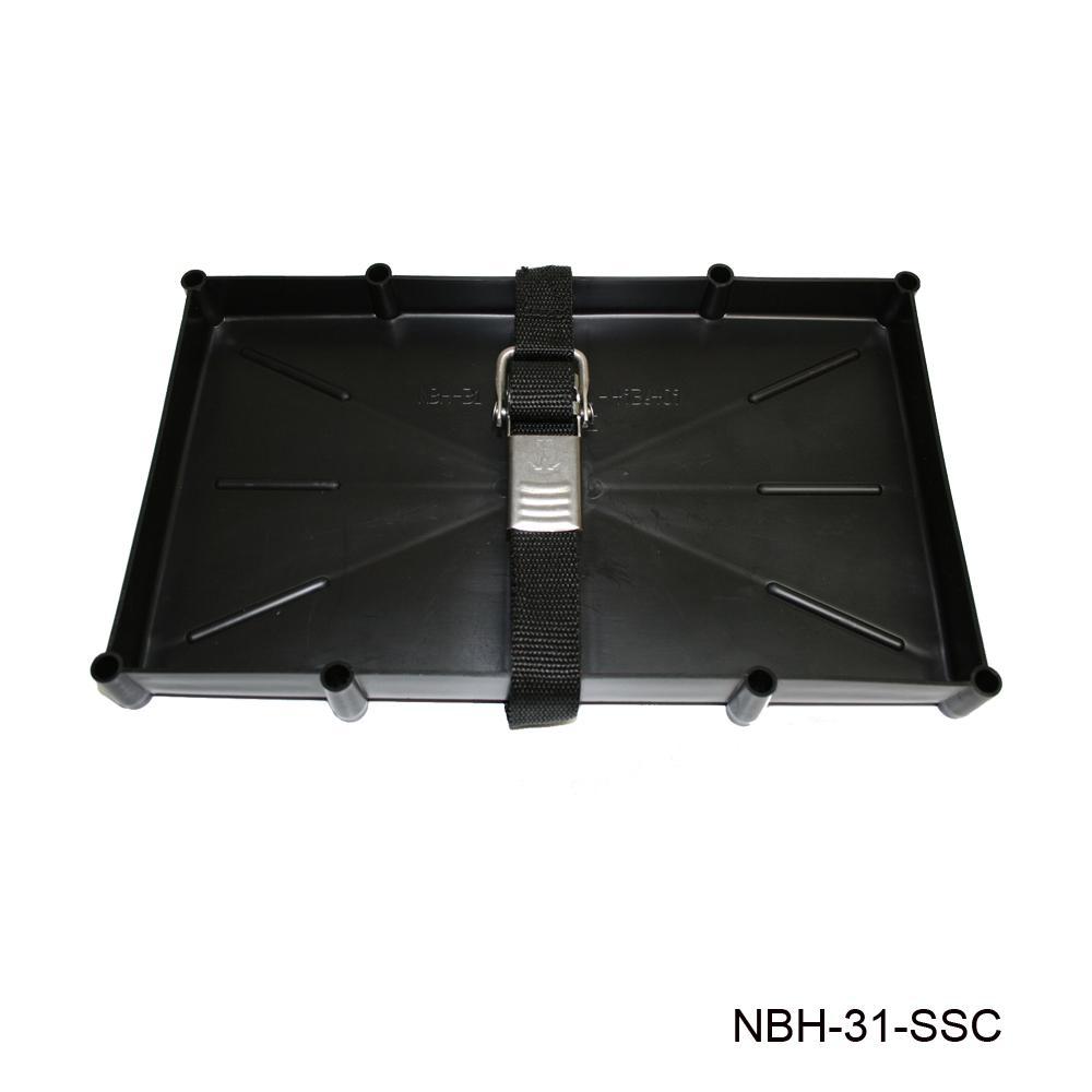 TH Marine Gear 29/31 Series Battery Tray w/ Stainless Steel Buckled Strap Battery Holder Tray with Stainless Buckle