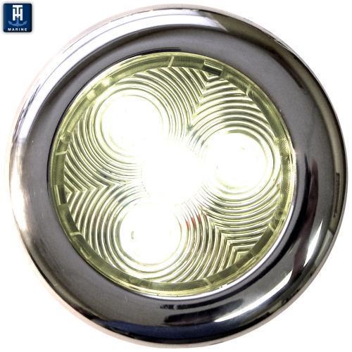 TH Marine Gear 3" Dia - 4 Warm White LEDs Stainless LED Puck Lights
