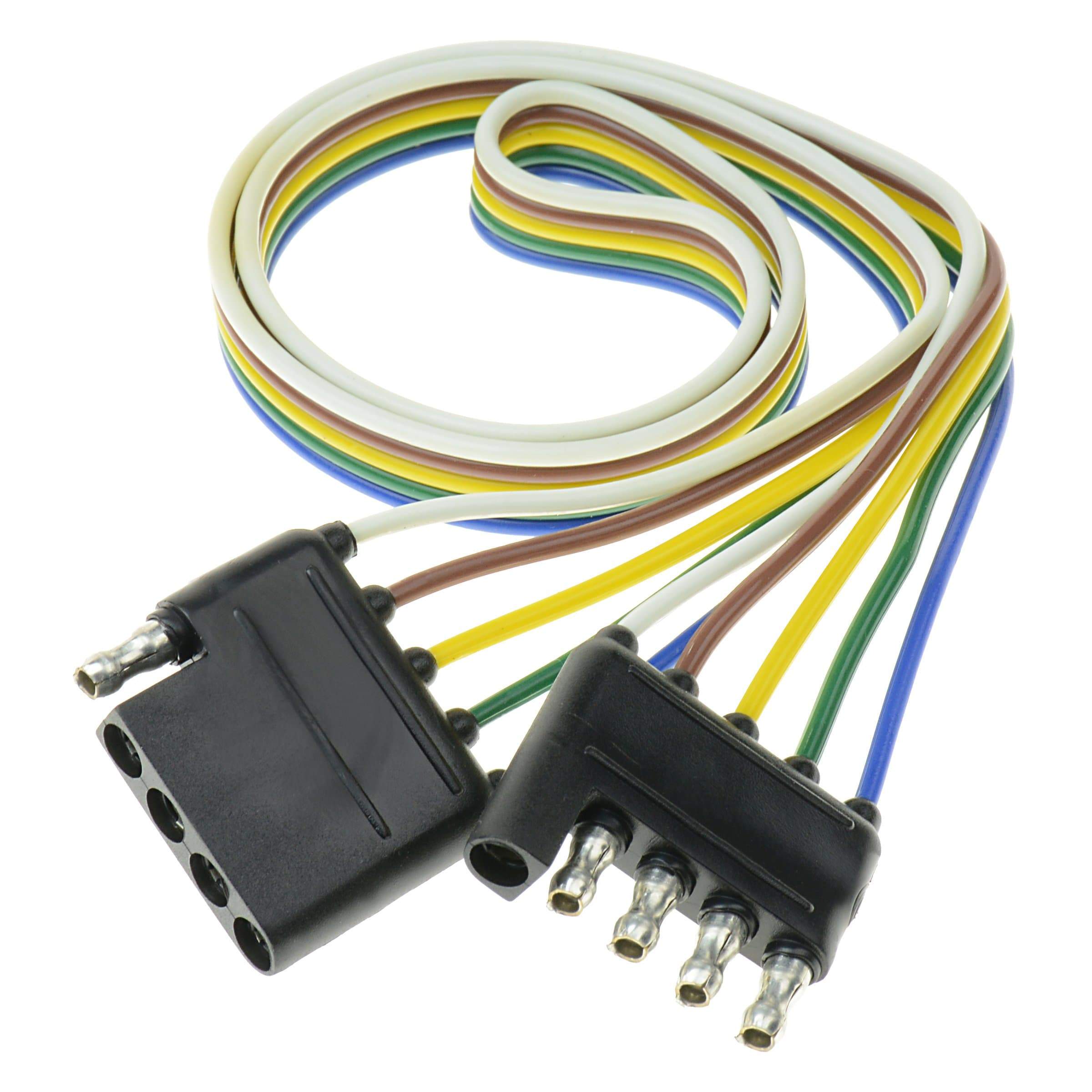 25' 4 Way Trailer Wiring Connection Kit Flat Wire Extension Harness+caps