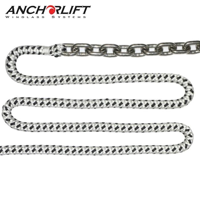 Double-Braided Rope Spliced with Stainless Chain (For Windlass) - T-H  Marine Supplies