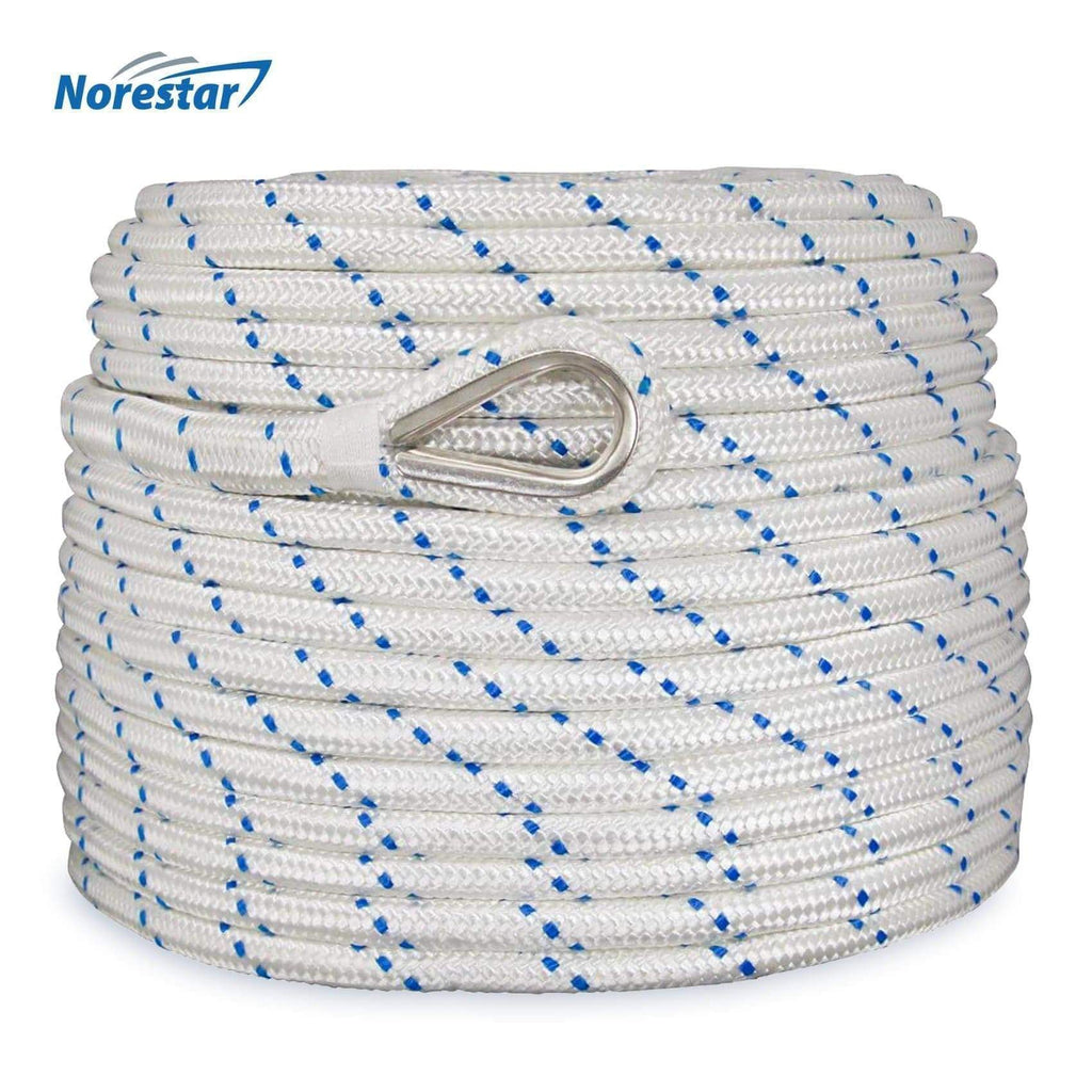 Norestar Anchor Lines Double-Braided Nylon Anchor Rope with Stainless Steel Thimble