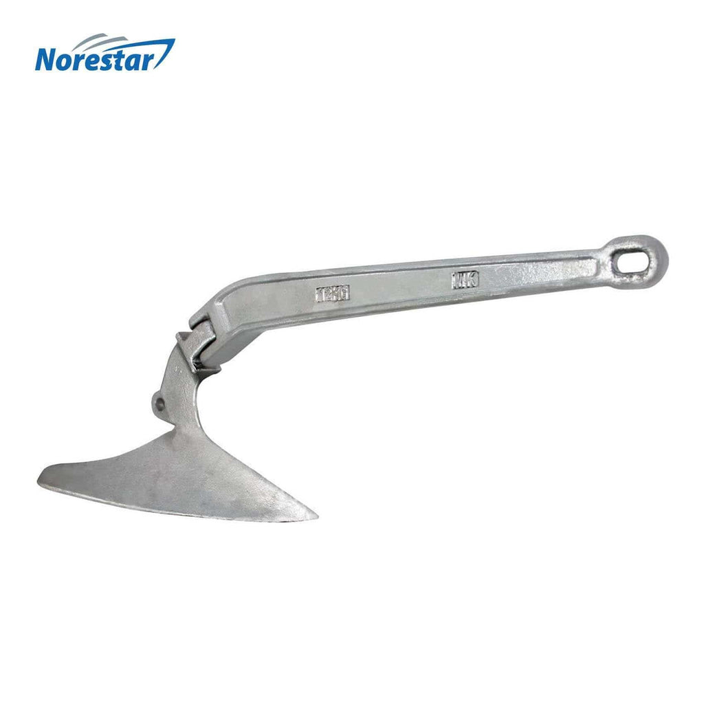 Norestar Anchors 26 lbs Galvanized Steel Hinged Plow/CQR Boat Anchor