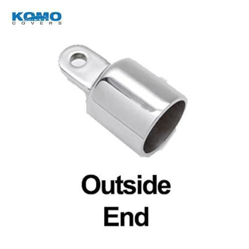 Komo Covers Bimini Accessories Stainless Bimini Outside End, 7/8" Stainless Steel Bimini Hardware (Individual Pieces)