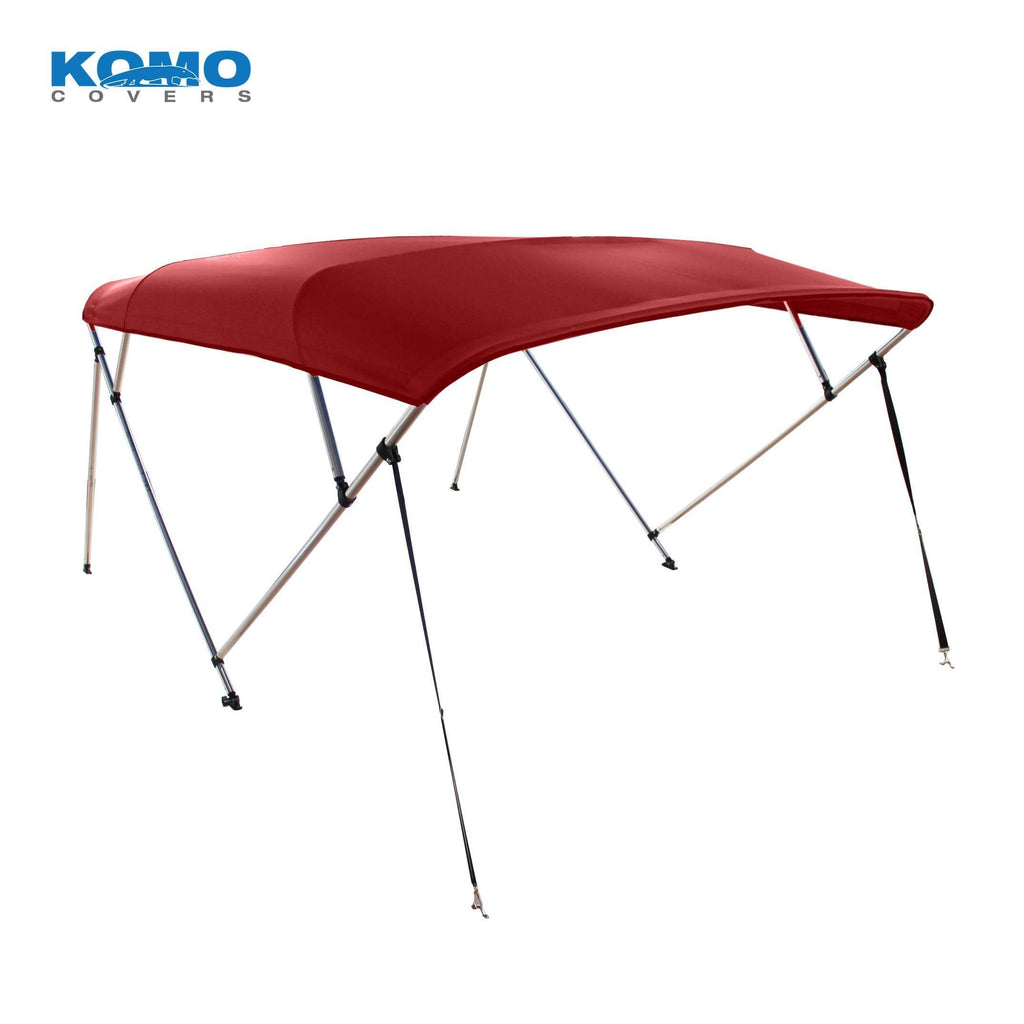 Komo Covers Biminis 10' × 91-96" × 54" / Bimini Red Burgundy Premium 4-Bow Pontoon Boat Bimini Top Cover