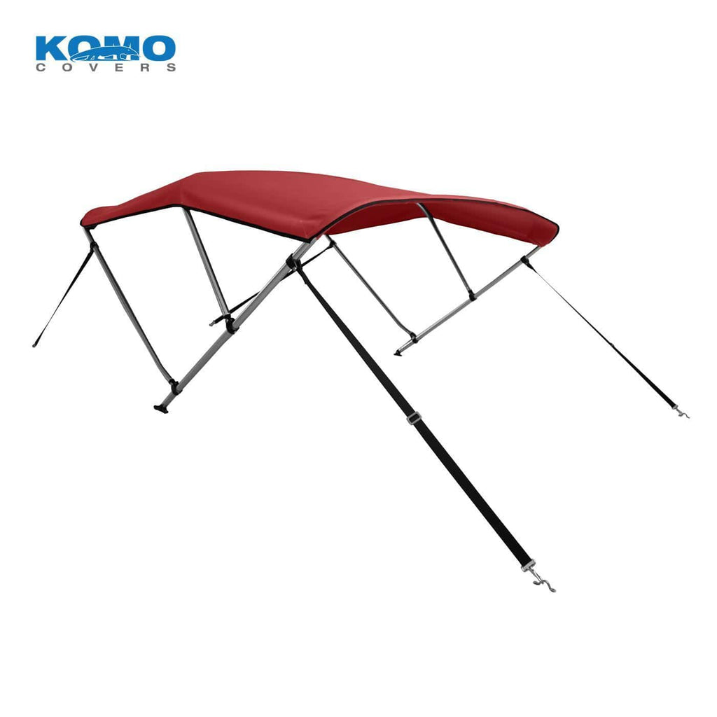 Komo Covers Biminis 6' × 46" × 54-60" / Bimini Red Burgundy Premium 3-Bow Boat Bimini Top Cover