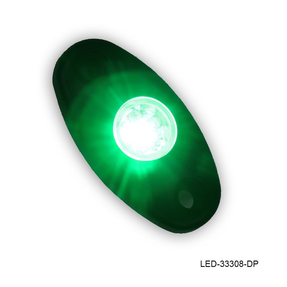 TH Marine Gear Black / Green High Intensity Oval LED Courtesy Light/Rock Light