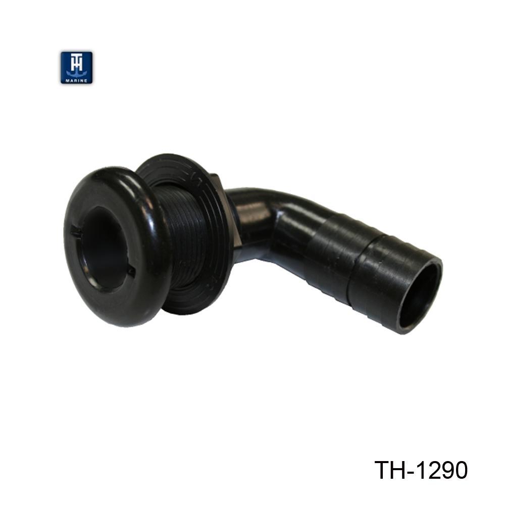 TH Marine Gear Black (TH-1290-DP) 1-1/8 inch 90 degree Thru-Hull Fittings