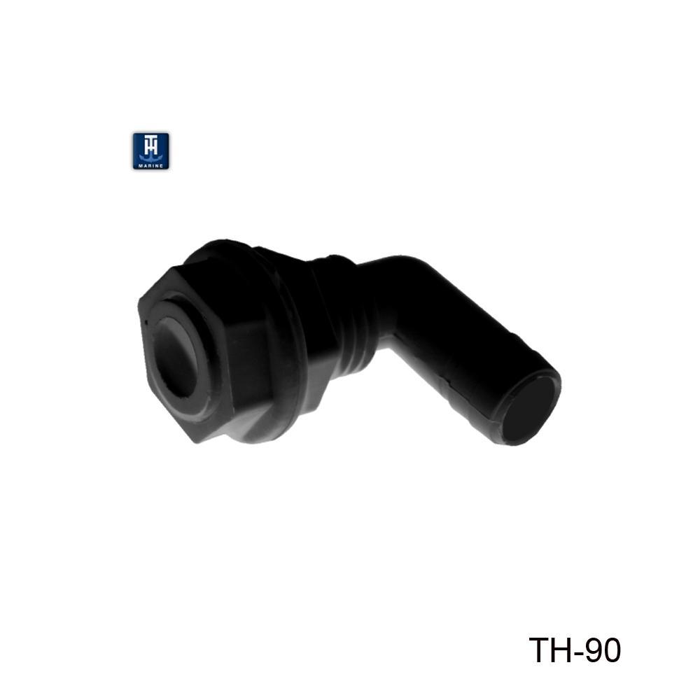 TH Marine Gear Black -Two Nut (TH-90-DP) 3/4 inch 90 degree Thru-Hull Fittings
