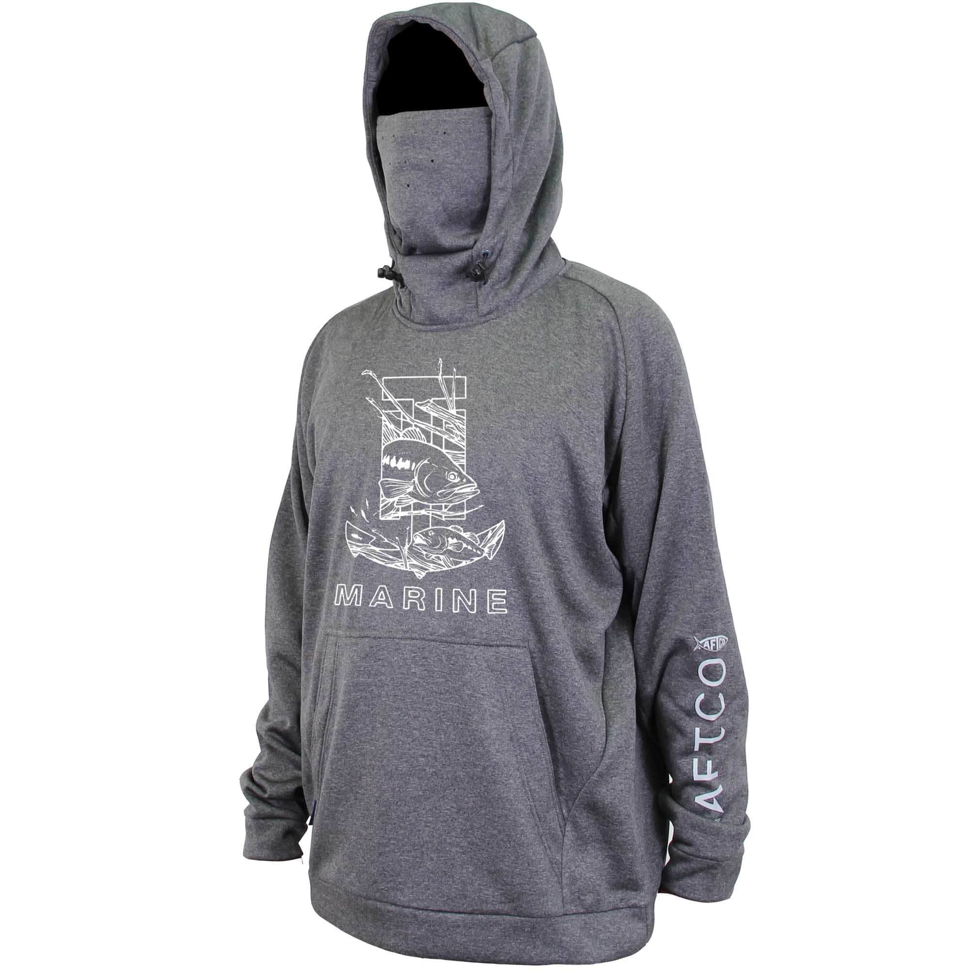 CHARCOAL AFTCO REAPER TECHNICAL FLEECE HOODIE T-H Marine Supplies