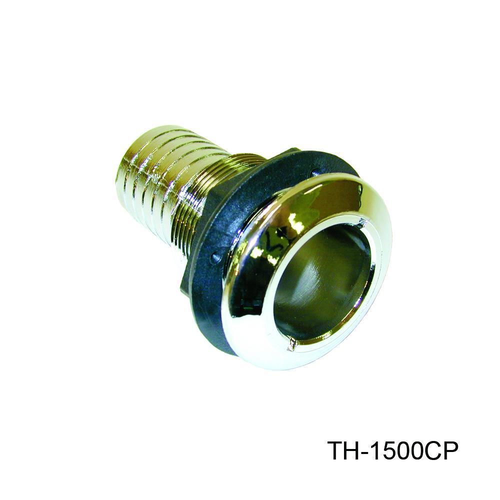 TH Marine Gear Chrome Plated (TH-1500CP-DP) 1-1/2 inch Straight Thru-Hull Fittings