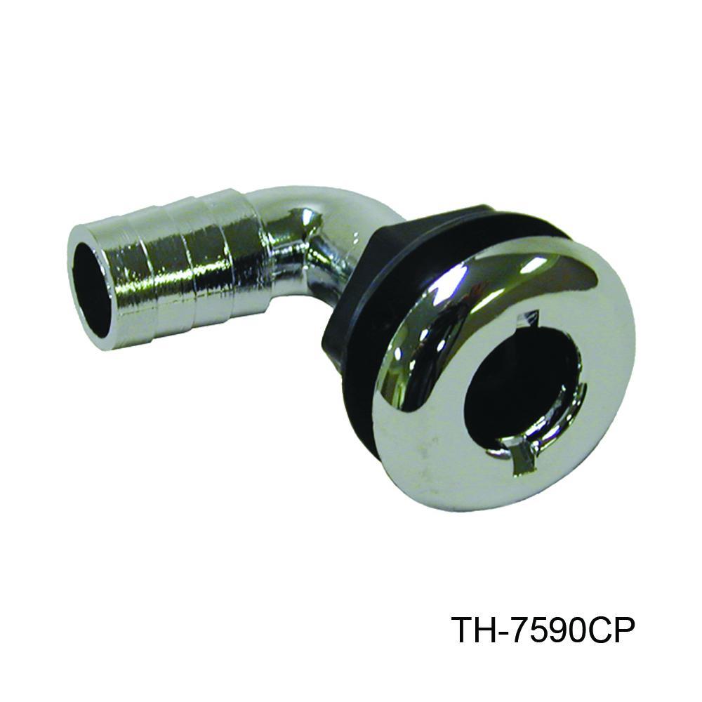 TH Marine Gear Chrome Plated (TH-7590CP-DP) 3/4 inch 90 degree Thru-Hull Fittings