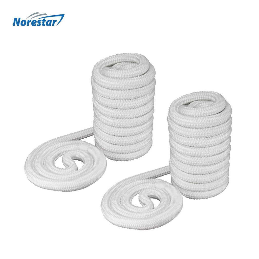 Norestar Dock Lines 15' × 3/8" Set of Two Double-Braided Nylon Mooring and Docking Lines, White