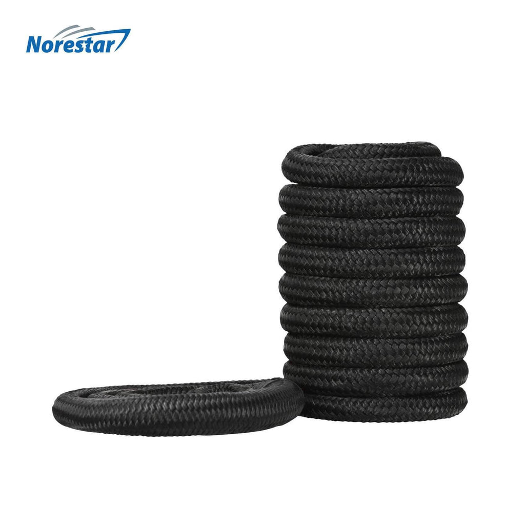 Norestar Dock Lines Set of Two Double-Braided Nylon Mooring and Docking Lines, Black