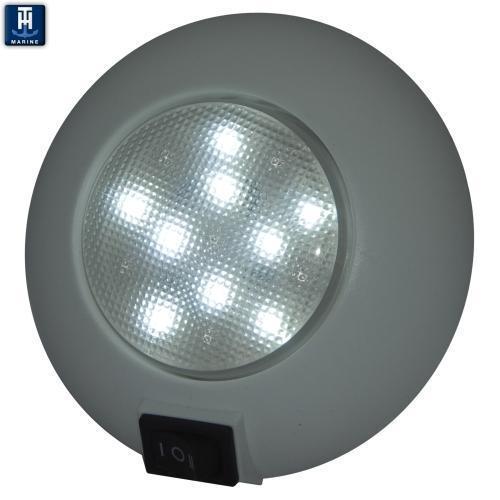 TH Marine Gear Dome Light w/Switch 4” Dia 15 Cool White LEDs LED Surface Mount Dome Light