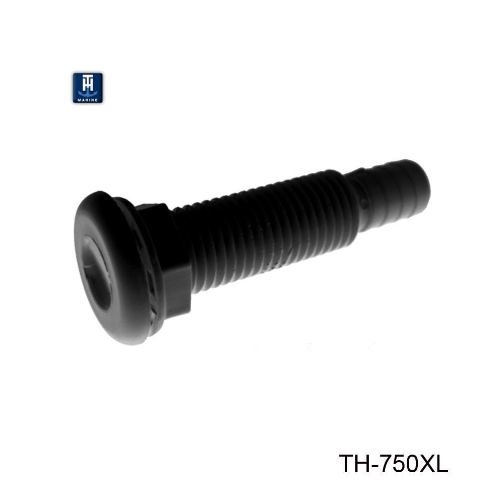 TH Marine Gear Extended- Black (TH-750XL-DP) 3/4 inch Straight Thru-Hull Fittings