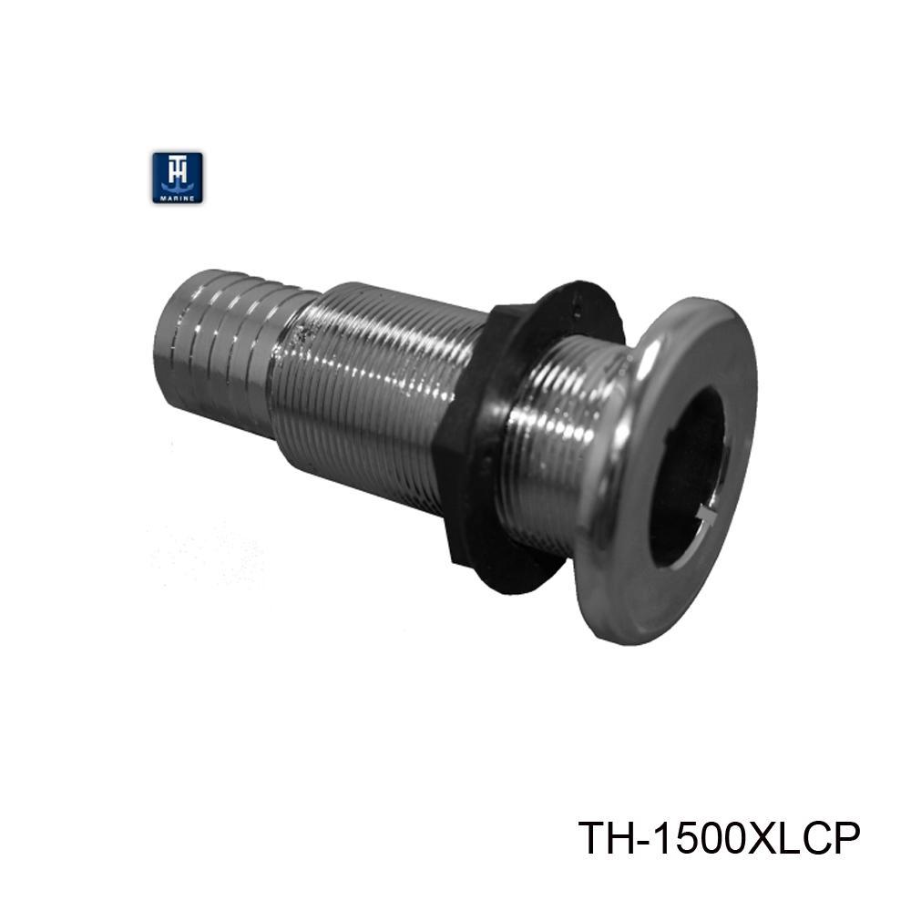 TH Marine Gear Extended LengthChrome Plated (TH-1500XLCP-DP) 1-1/2 inch Straight Thru-Hull Fittings