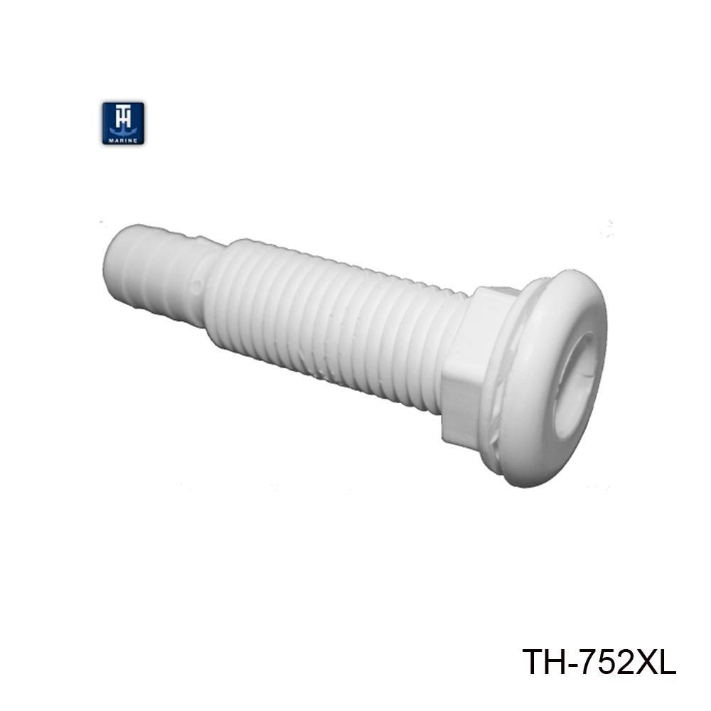 TH Marine Gear Extended- White (TH-752XL-DP) 3/4 inch Straight Thru-Hull Fittings