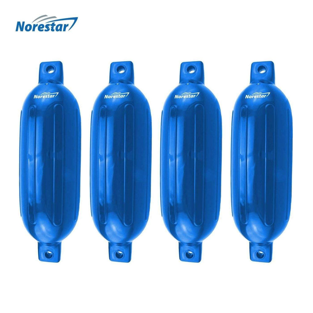 Norestar Fenders 5.5" × 20" / Blue Four-Pack Double-Eye Ribbed Boat Fenders, Deflated