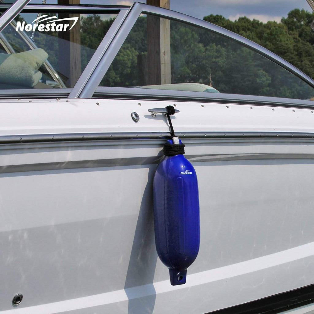 Norestar Fenders Double-Eye Ribbed Boat Fender with Fender Line, Deflated