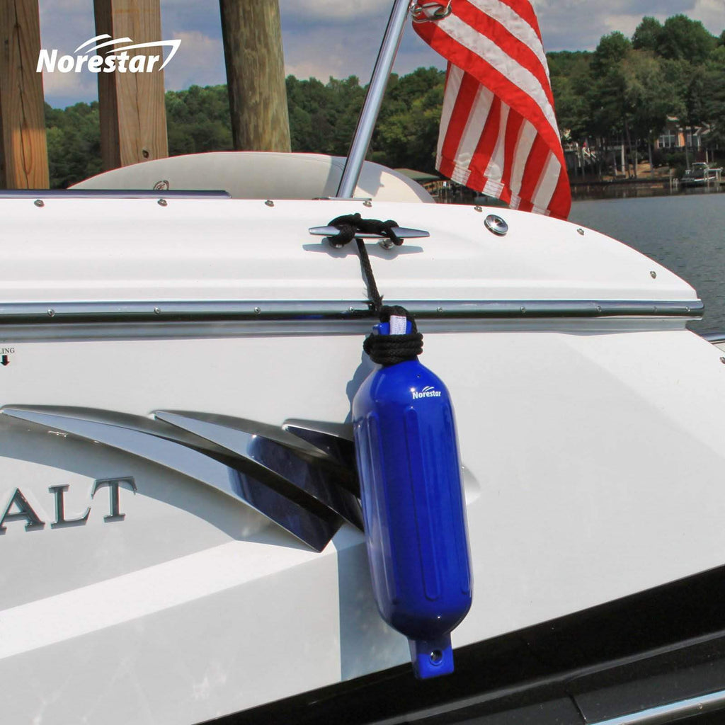 Norestar Fenders Double-Eye Ribbed Boat Fender with Fender Line, Deflated