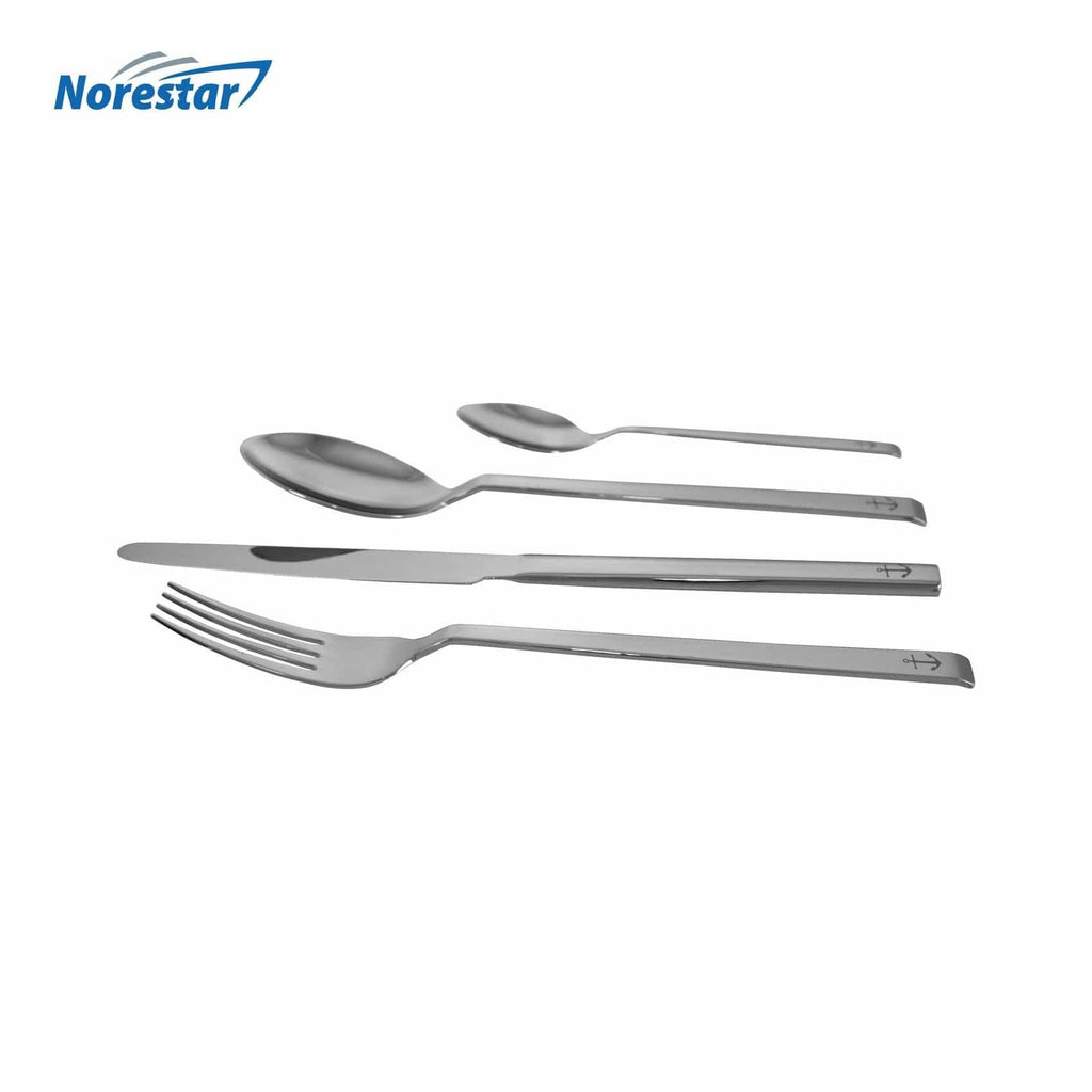 Norestar Galleyware 24 Piece Stainless Steel Nautical Theme Cutlery/Flatware Set