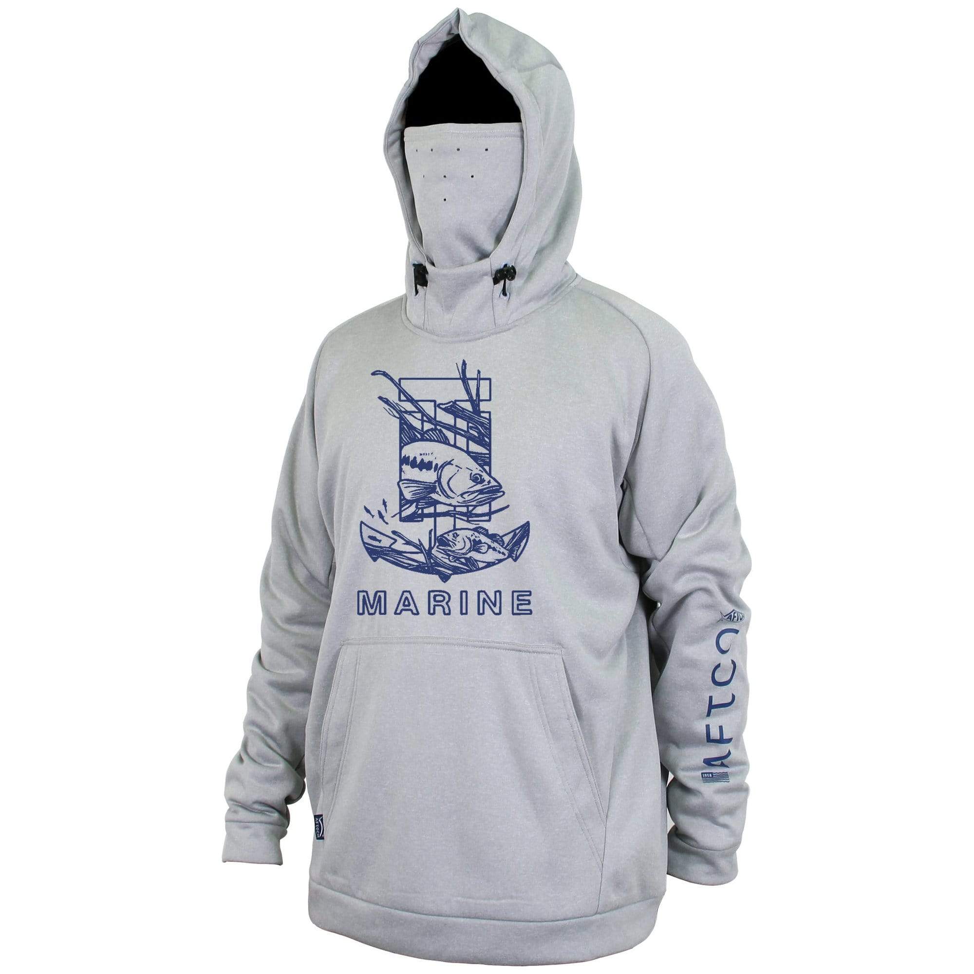 HEATHER GREY AFTCO REAPER TECHNICAL FLEECE HOODIE T-H Marine