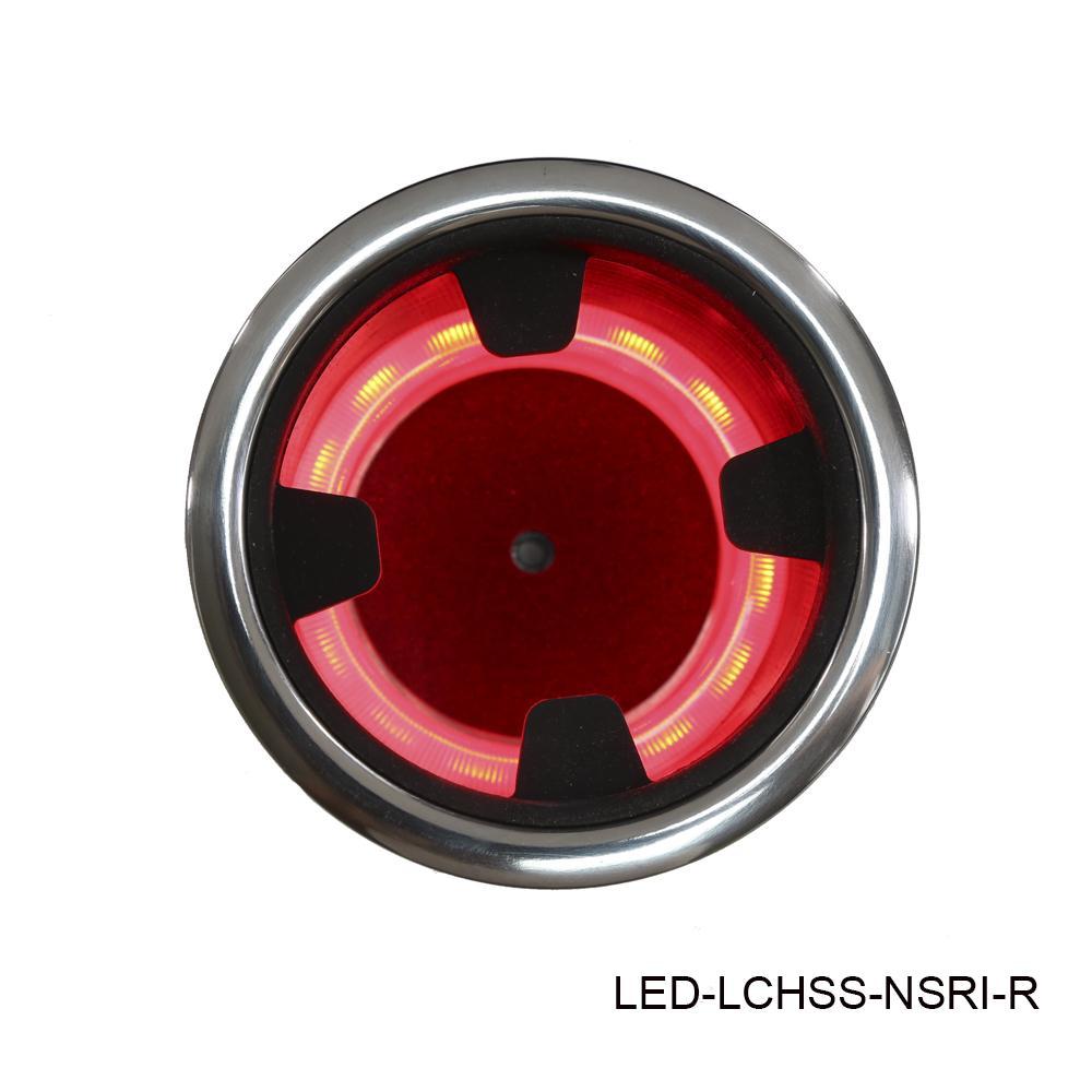 TH Marine Gear Red LED Lighted No Step Stainless Steel Cup Holder with Insert