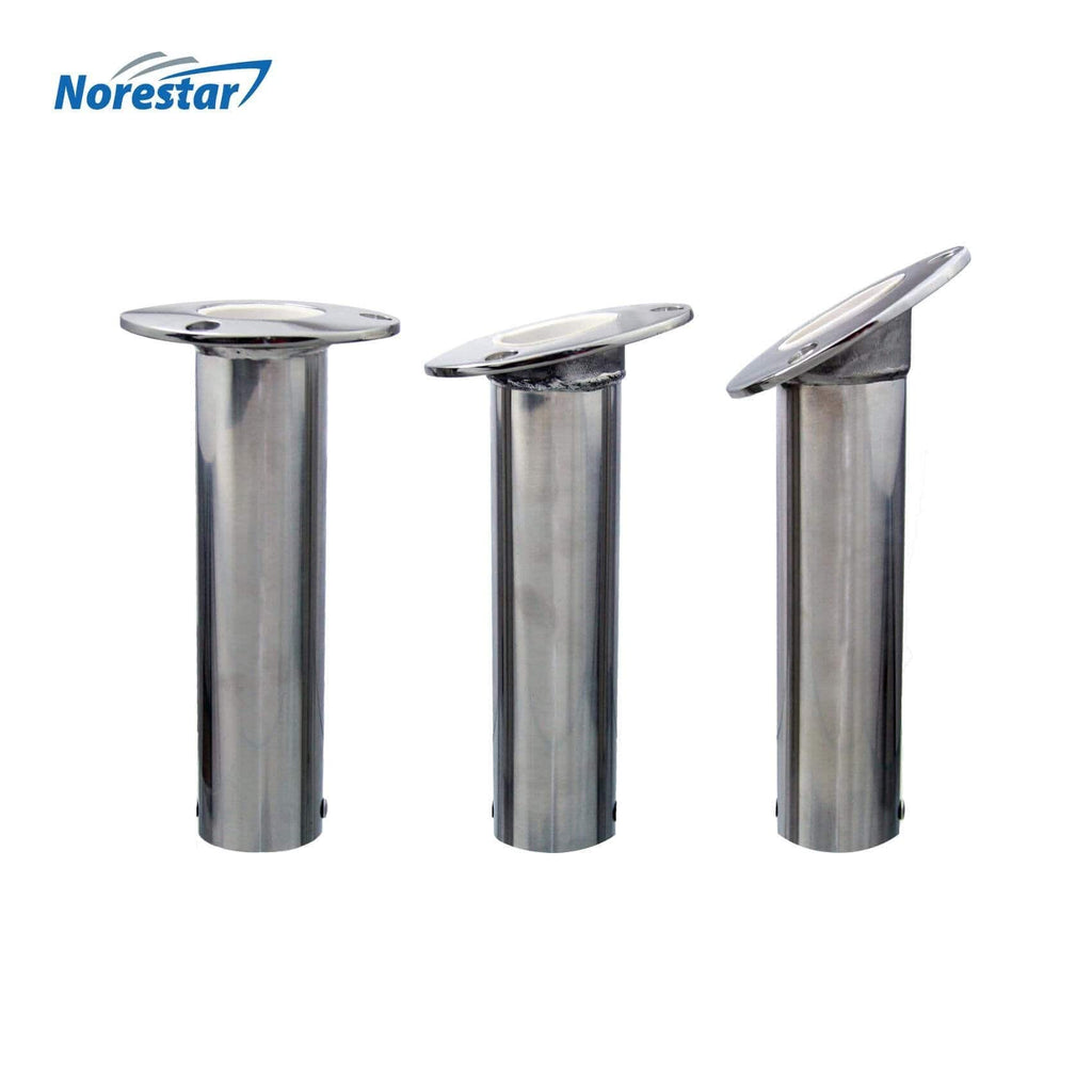 4-Pack Stainless Steel Flush Mount Fishing Rod Pole Holder with Drain 15  Degree 