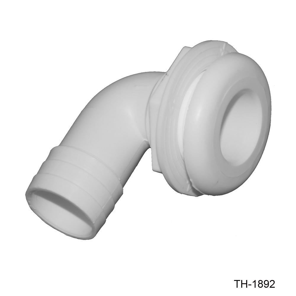 TH Marine Gear SHORT - White (TH-1892-DP) 1-1/8 inch 90 degree Thru-Hull Fittings