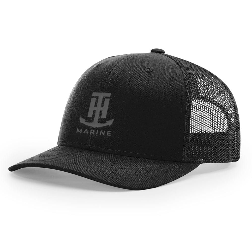 T-H Marine Snapback Hat Black and Dark Gray Logo Snapback