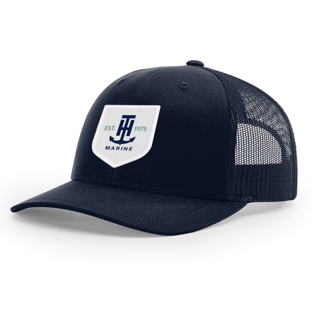 Navy and White Logo Patch Snapback T-H Marine Supplies